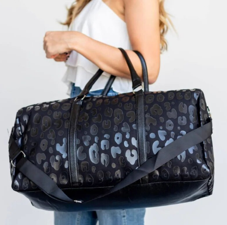Black Leopard Weekender Bag