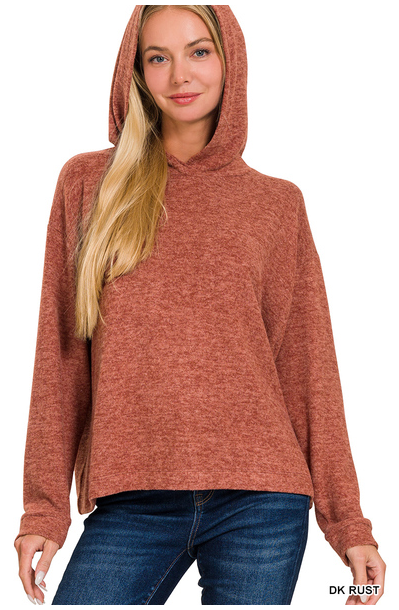 The Eras Hooded Brushed Sweater- Rust
