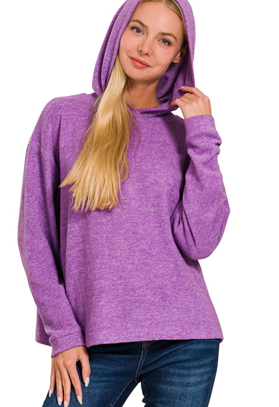 The Eras Hooded Brushed Sweater- Purple
