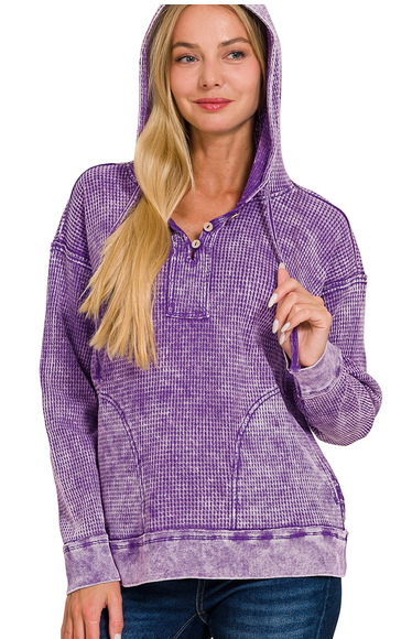Purple Washed Baby Waffle Knit Hoodie