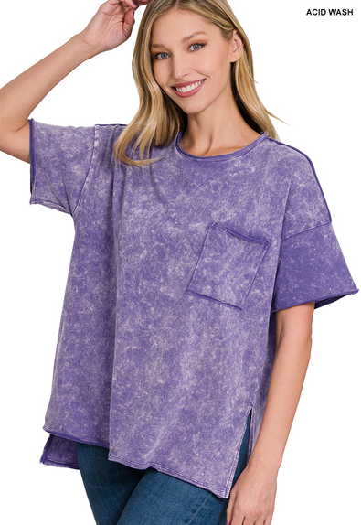 Perfect Purple Pocked Washed Top
