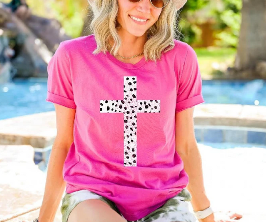 Pink Spotted Cross Tee