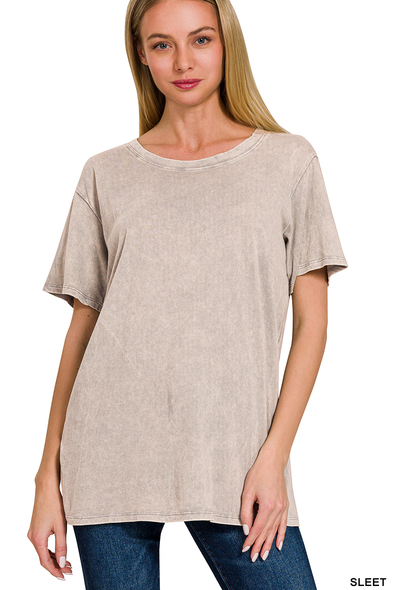 Washed Short Sleeve Top- Sleet