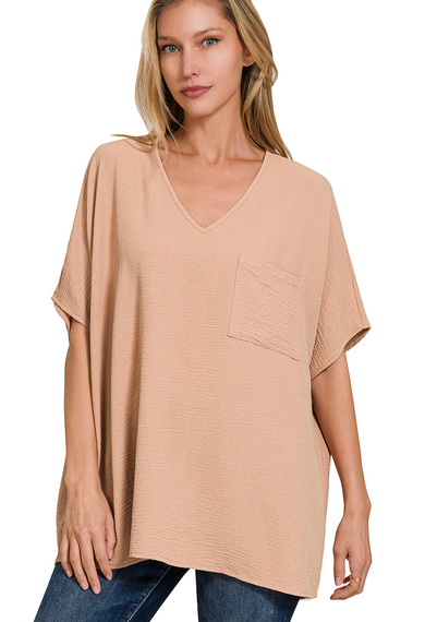 Meg V-Neck Dolman Top- Brush