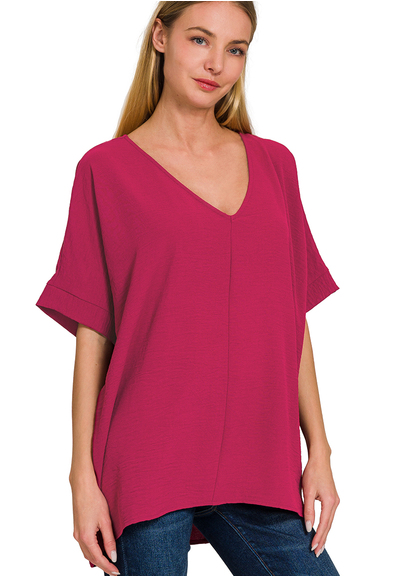 Tina V-Neck Dolman- Cabernet