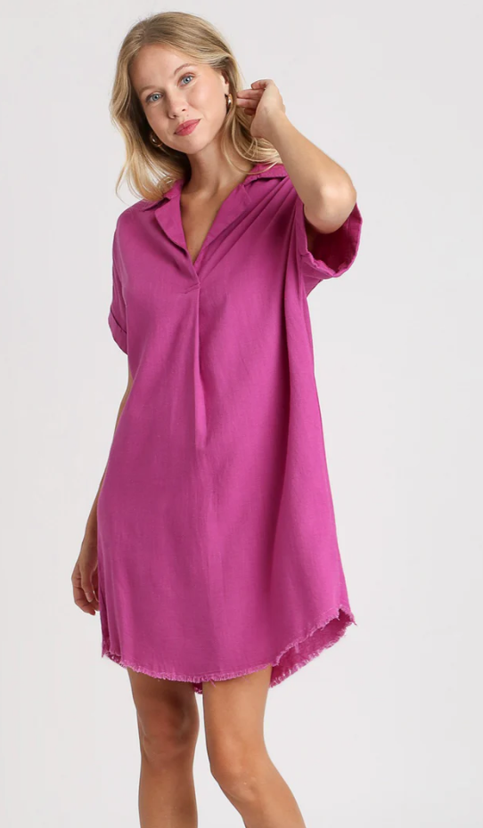 Orchid Frayed Hem Dress