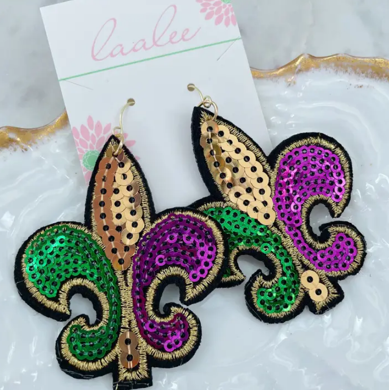 Sequin Fleur De Lis Earrings