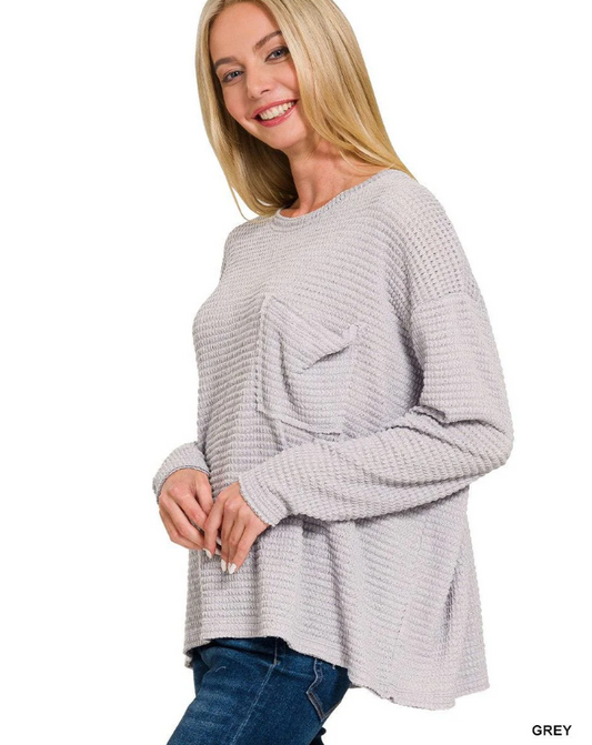 Jackie Jacquard Sweater- Grey