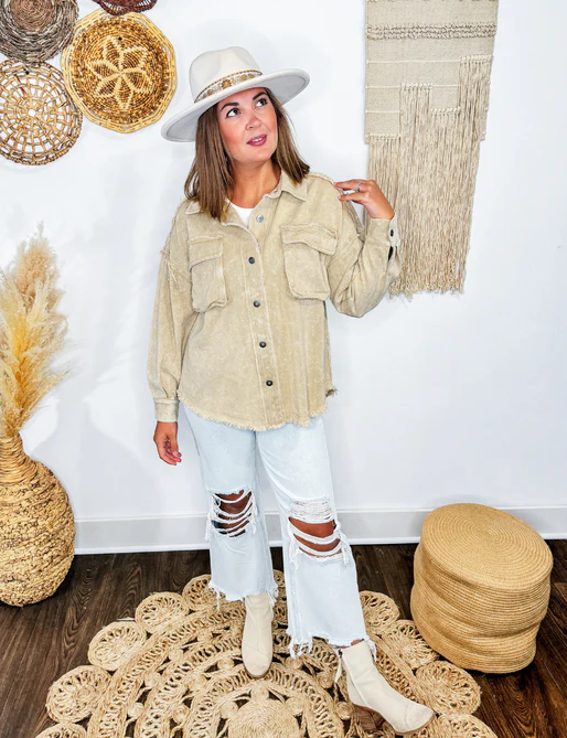 Taupe and Chill Mineral Wash Shacket