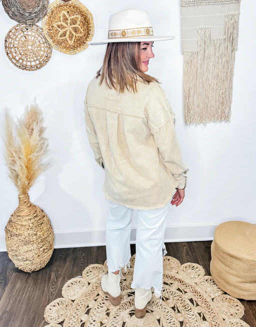 Taupe and Chill Mineral Wash Shacket