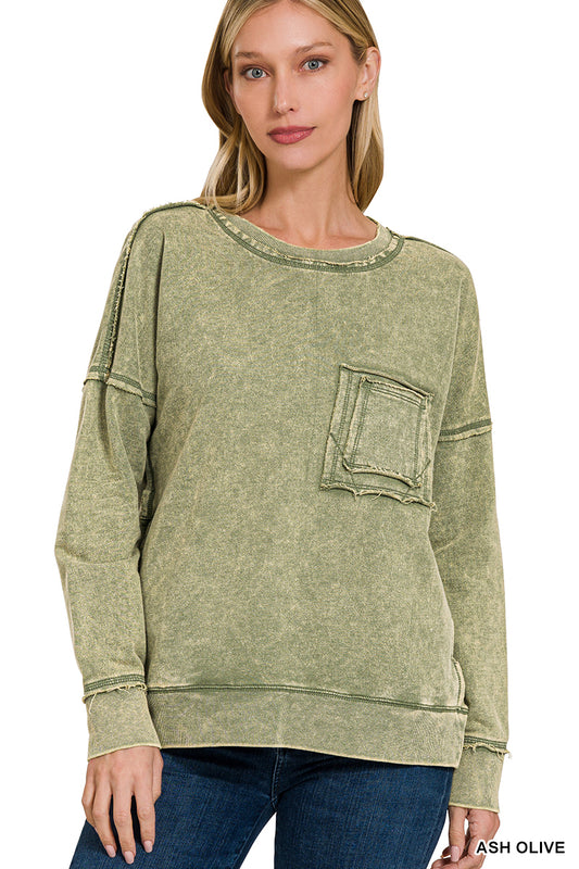 Retro Revival Pullover- Olive