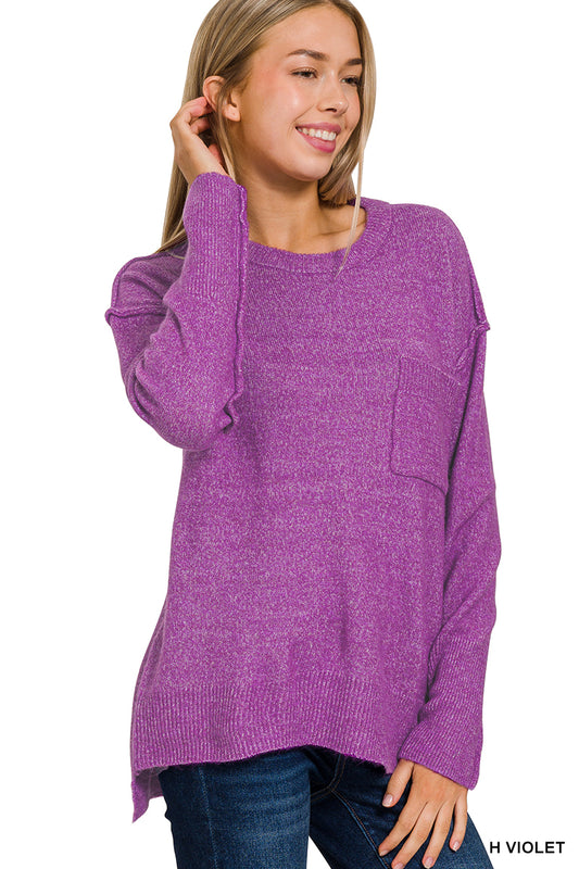 Mari Pocket Sweater - Deep Violet