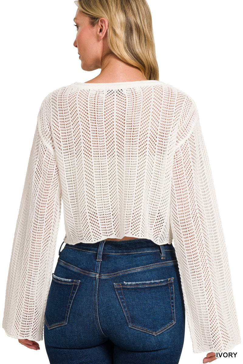 Olivia Open Knit Crop Sweater