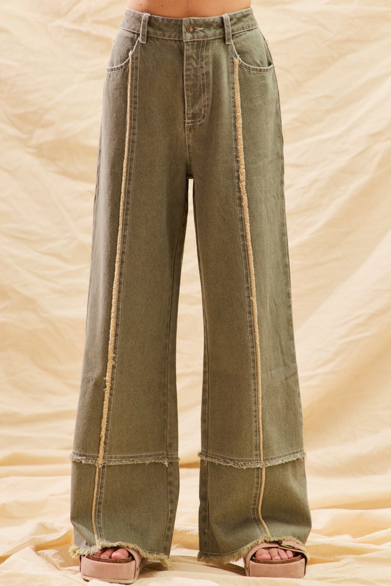 Sweet in Sage Frayed Denim