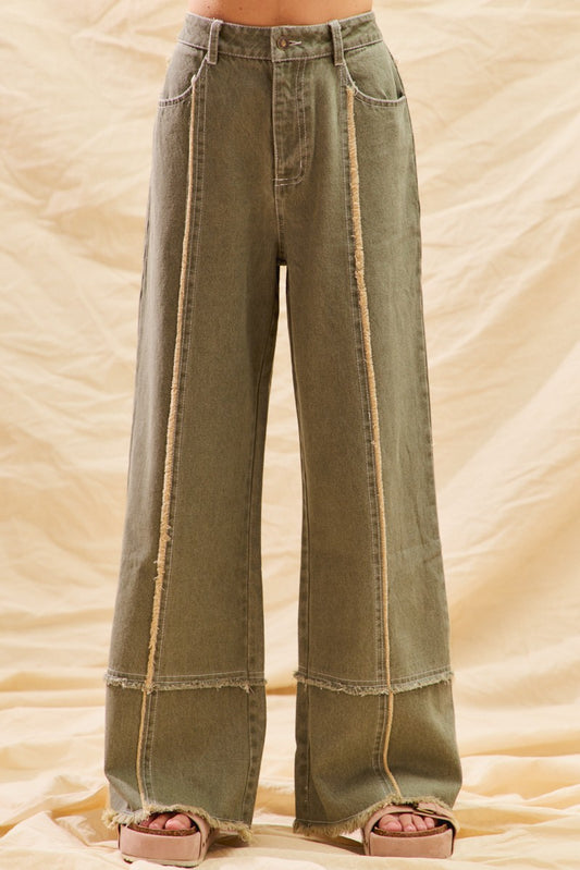Sweet in Sage Frayed Denim