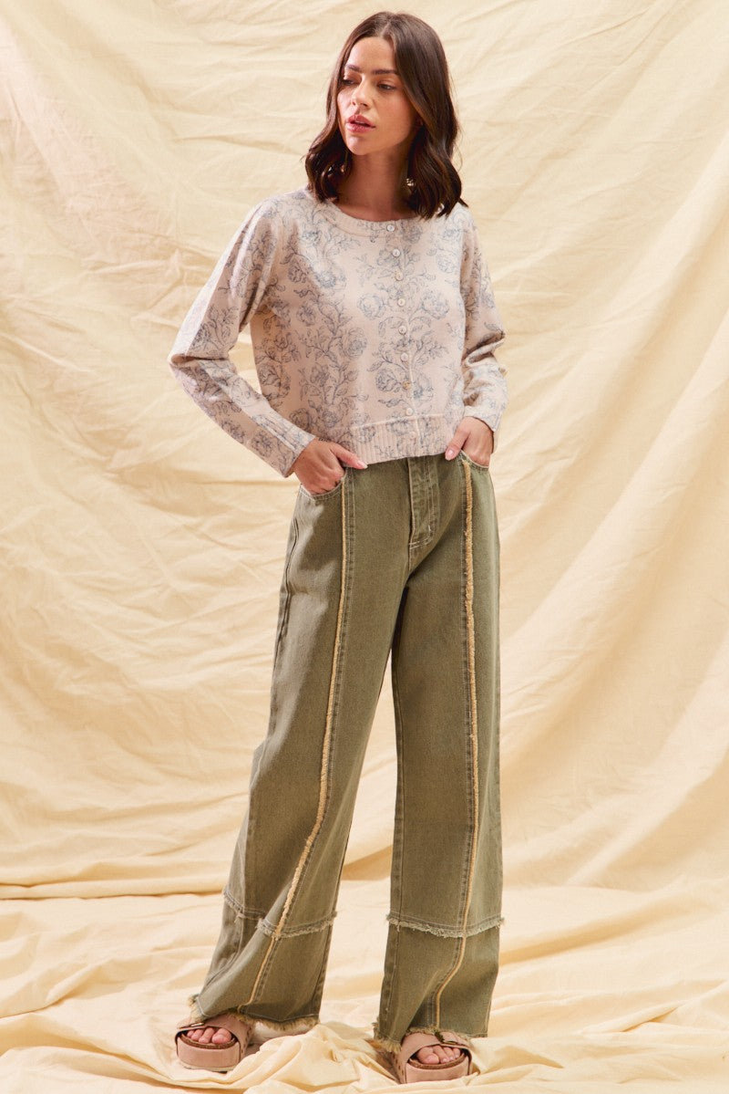 Sweet in Sage Frayed Denim