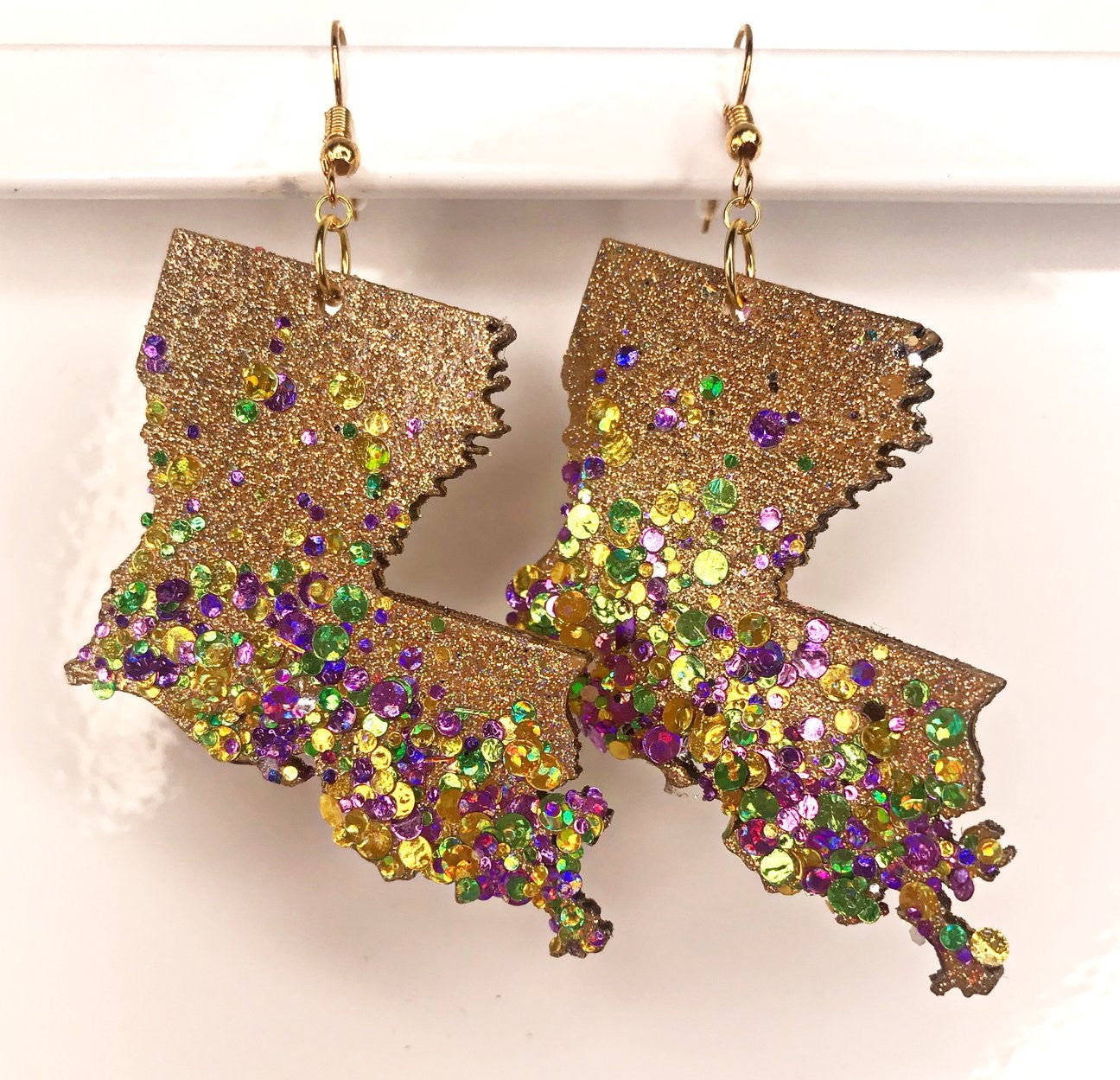 Holographic Mardi Gras Earrings - Annor's Boutique