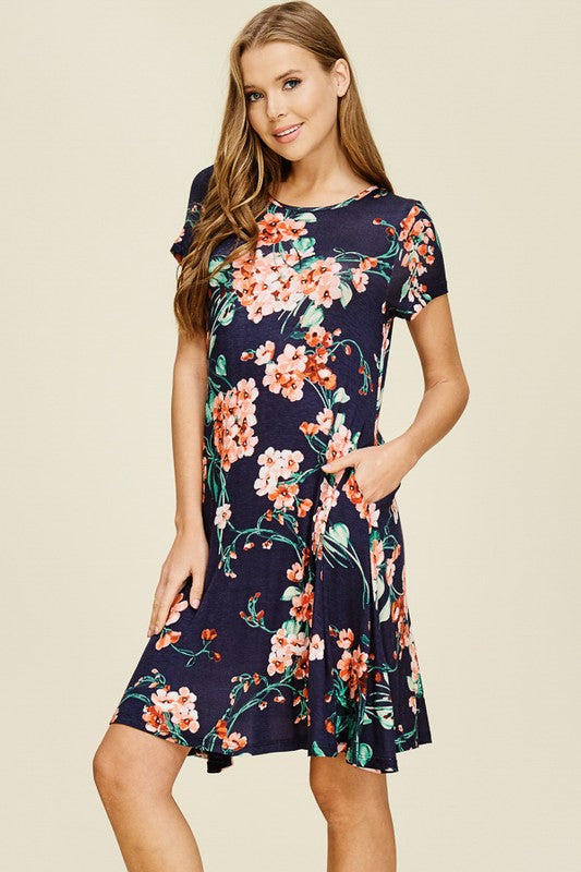 Navy Floral Dress