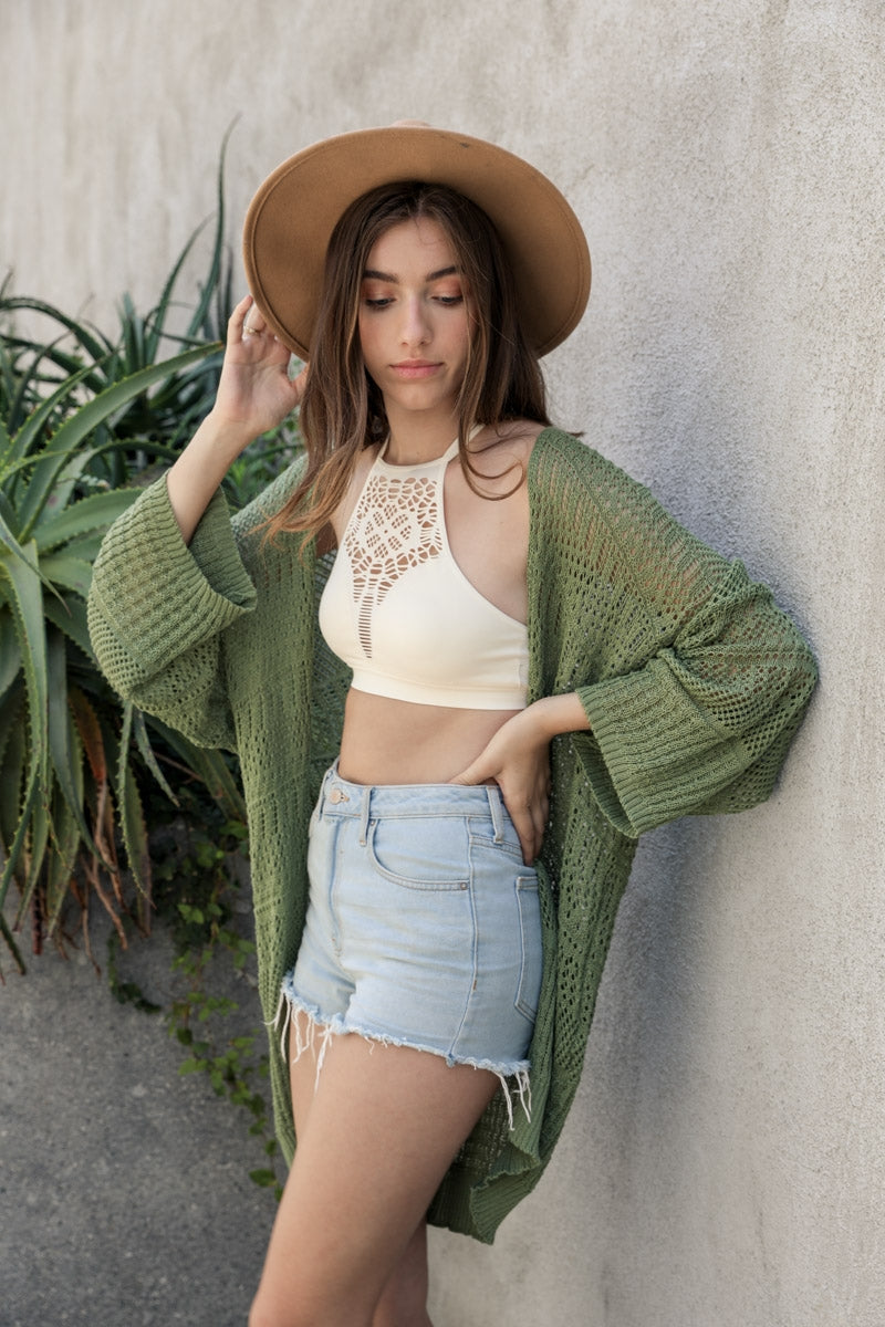 Brenden Knit Netted Cardigan