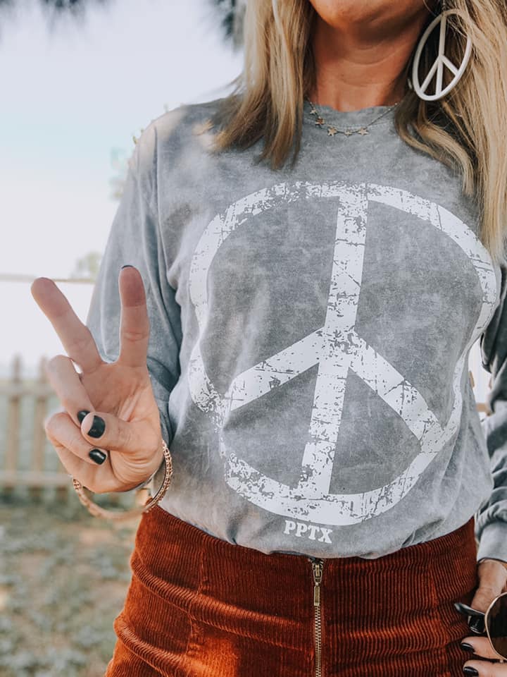 Peace Sign Mineral Wash Tee