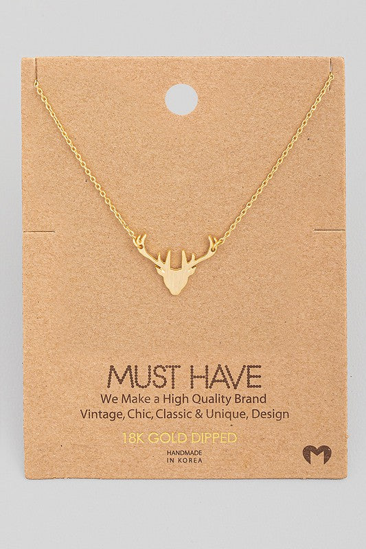Dainty Deer Head Pendant Necklace