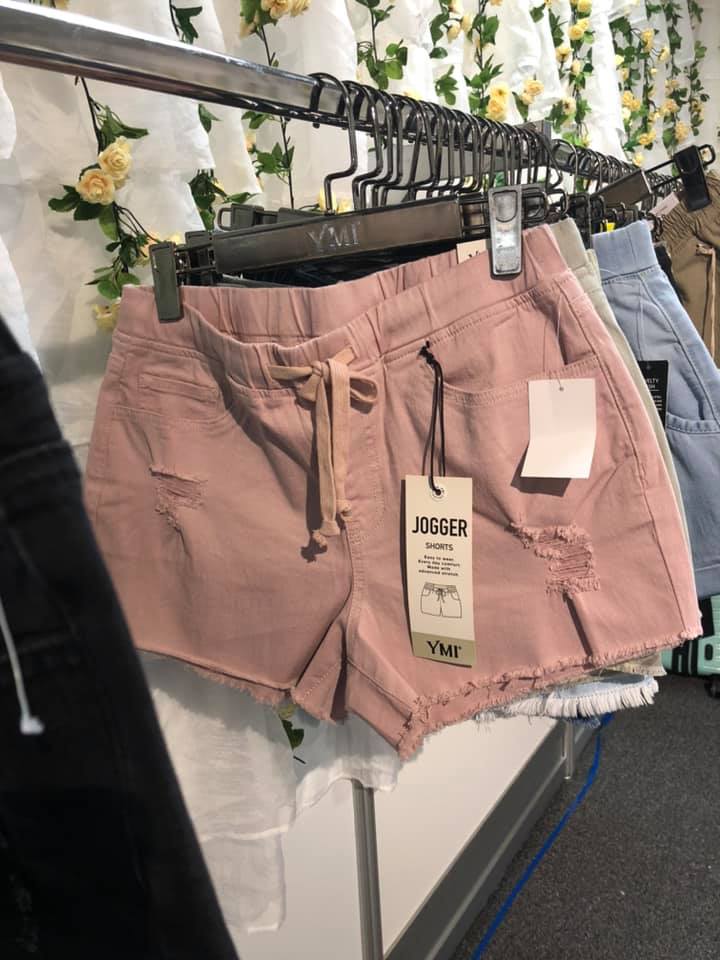 BLUSH DRAWSTRING JOGGER SHORTS