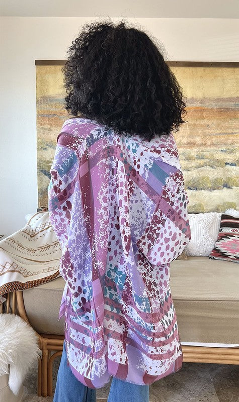 Colorful Splatter Kimono- Magenta