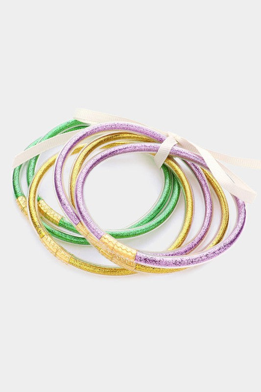 Mardi Gras Glitter Jelly Bracelets