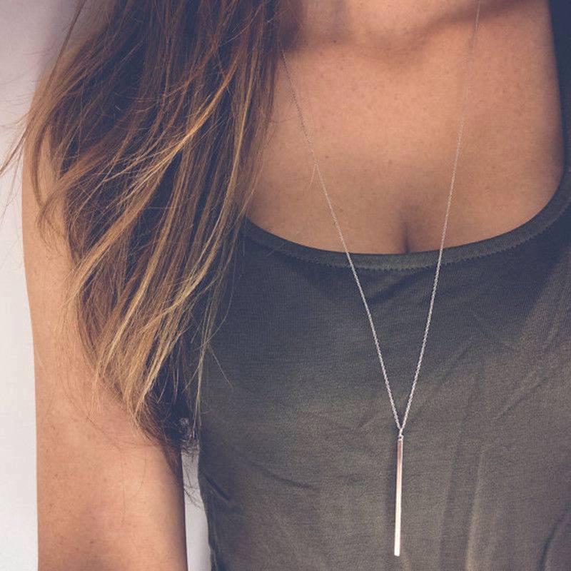 Long Bar Chain Necklace - Annor's Boutique