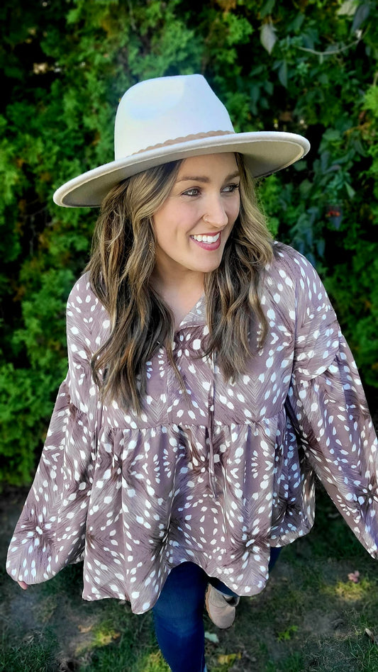 Oh Deer Open Front Tie Top