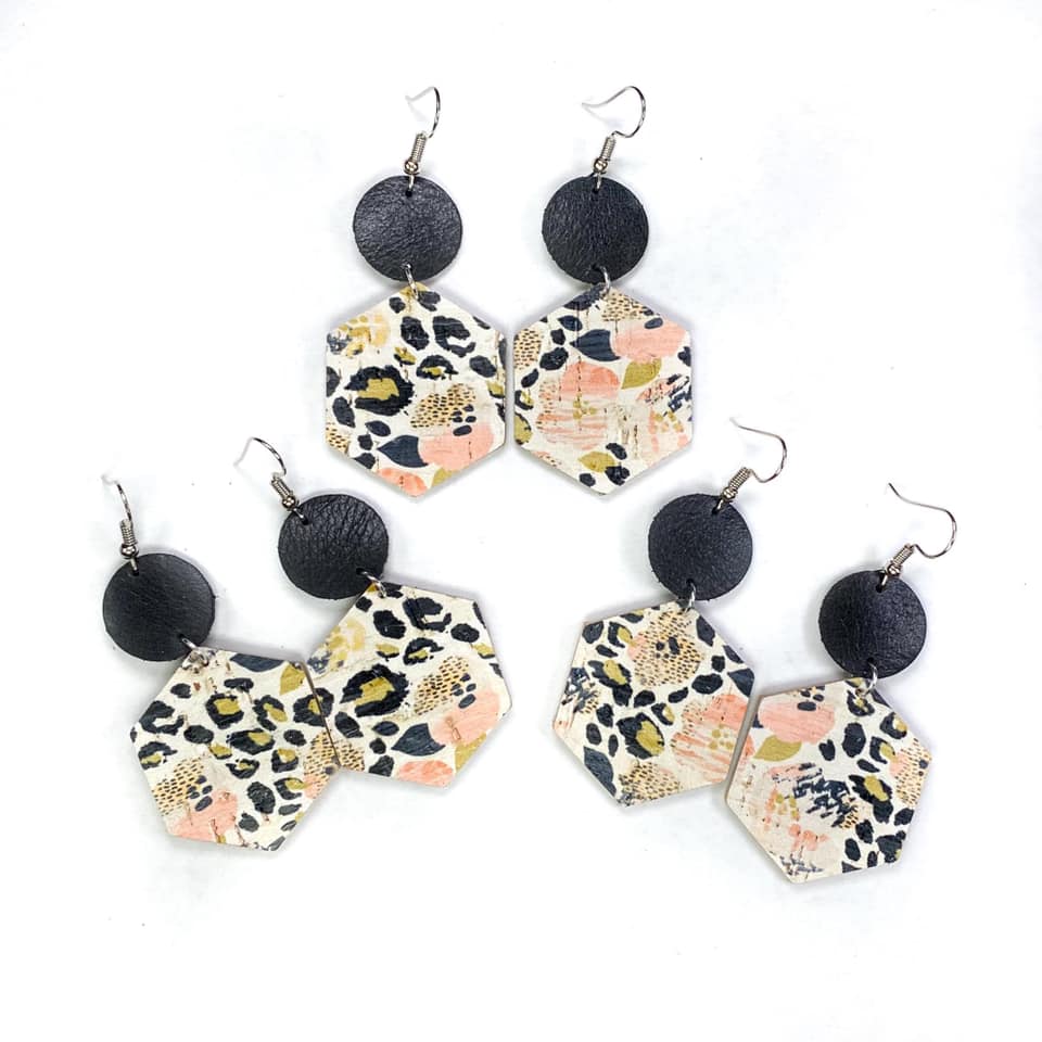 Watercolor Pansies & Leopard Earrings