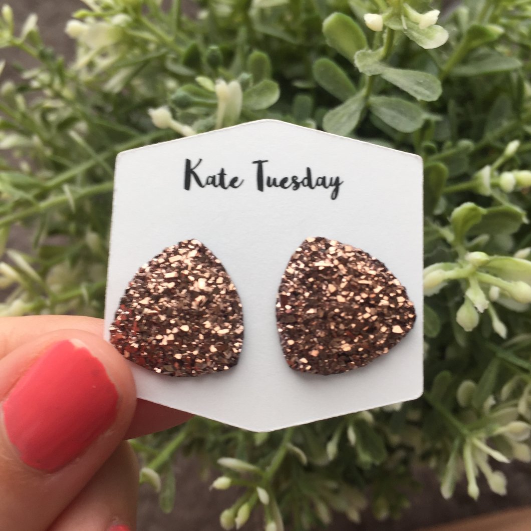 TRIANGLE Raw Sparkly Druzy Earrings - Annor's Boutique