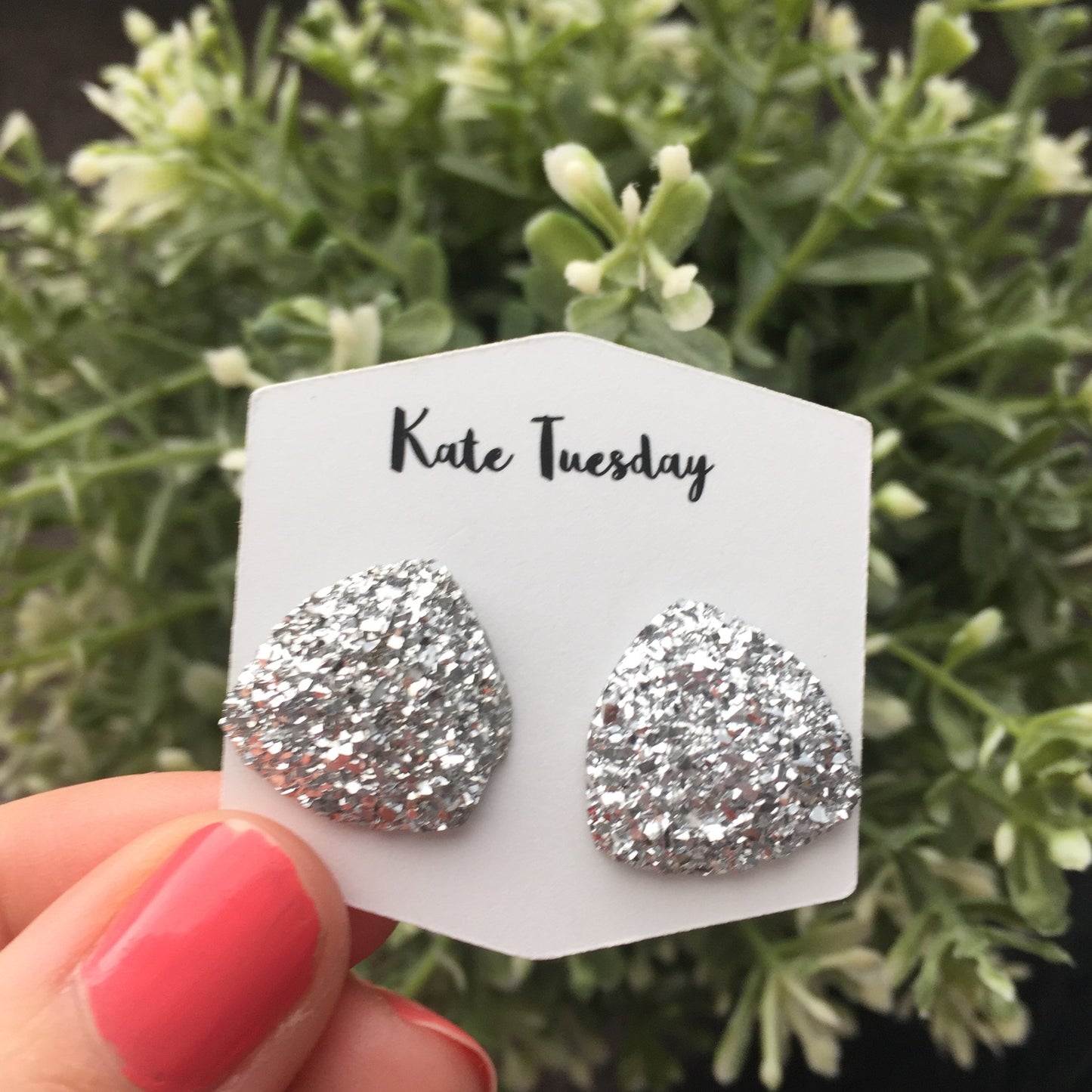 TRIANGLE Raw Sparkly Druzy Earrings