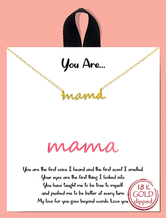 Dainty Cursive Mama Card Necklace