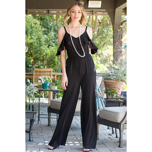 Cold-shoulder Ruffled Jumpsuit