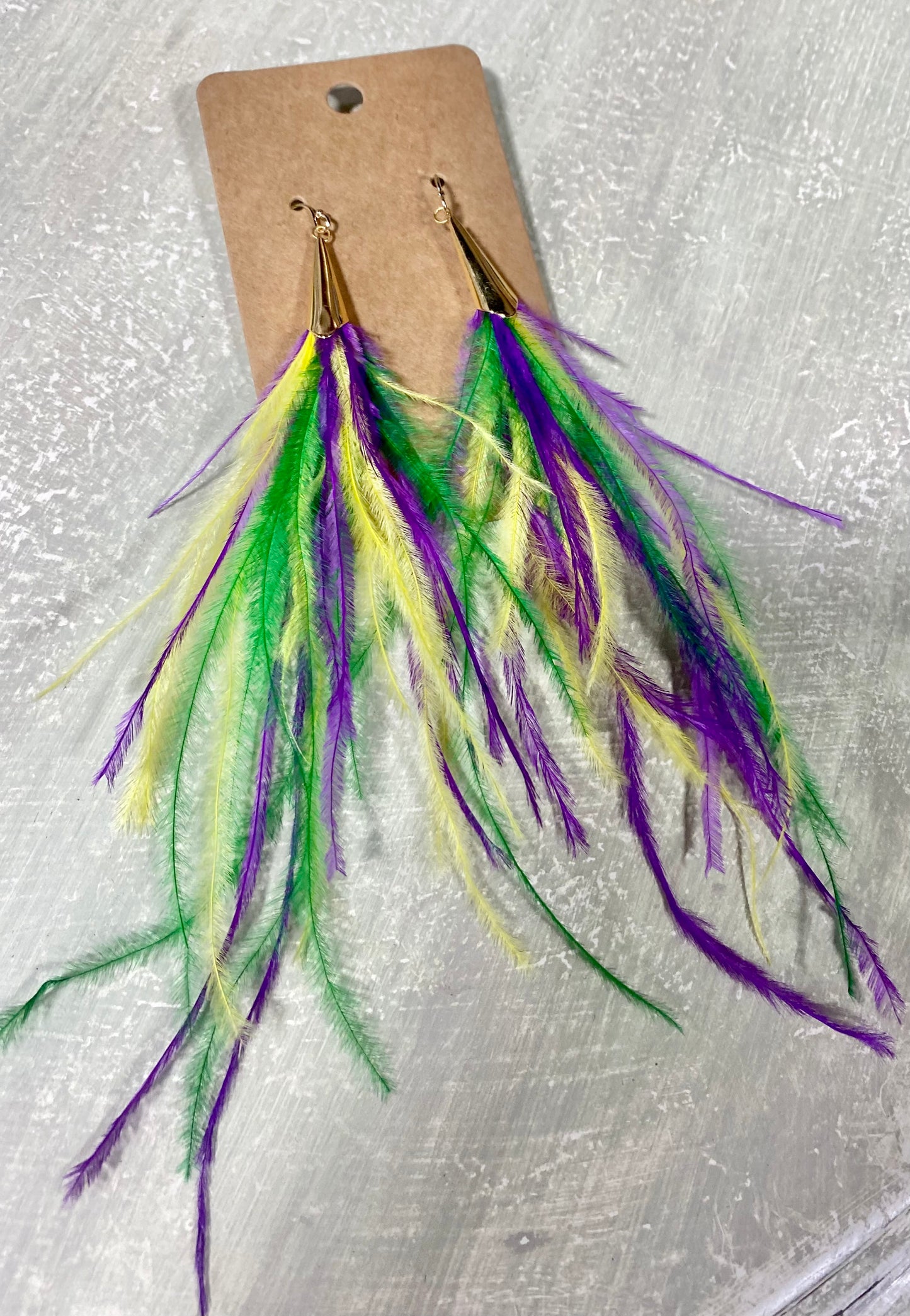 Mardi Gras Feather Earrings