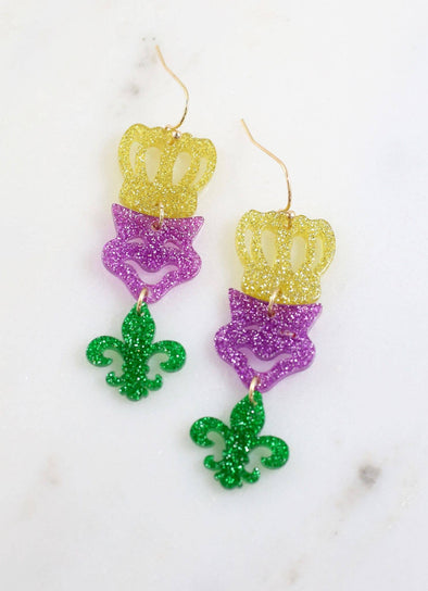 Mardi Gras Party Resin Earrings