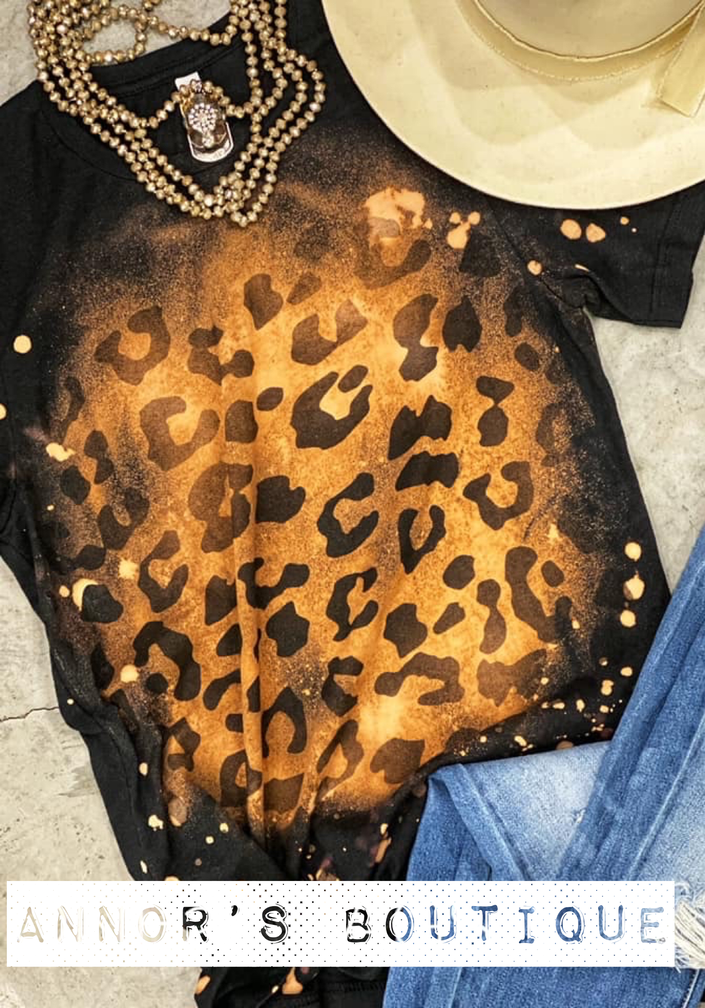 Bleached Leopard Tee - Annor's Boutique