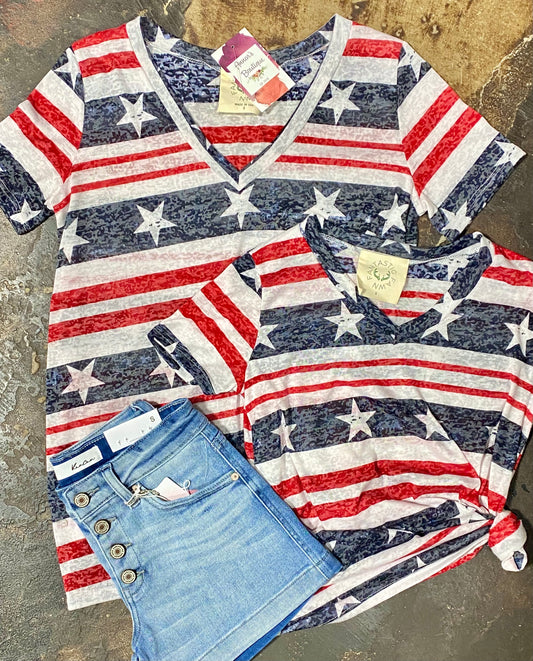 Stars and Stripes Burnout Top