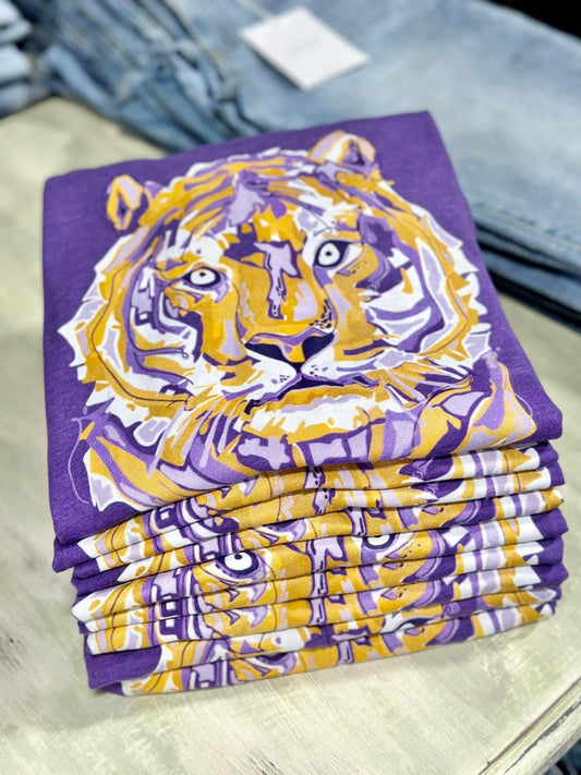 Layered Purple and Gold Tiger Tee